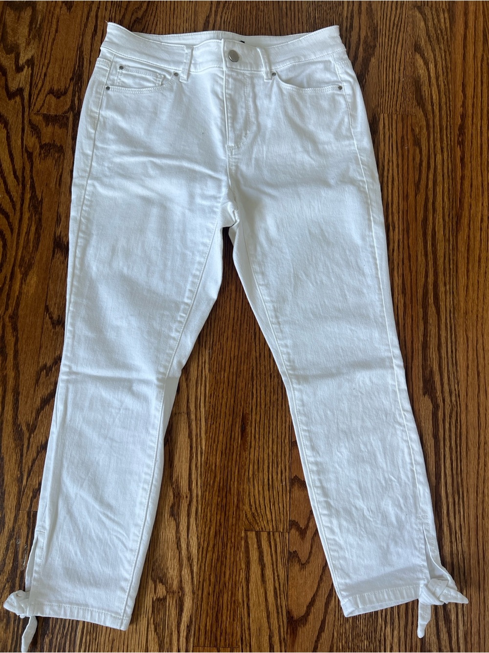 Ann Taylor White Skinny Mid-Rise Ankle Jeans